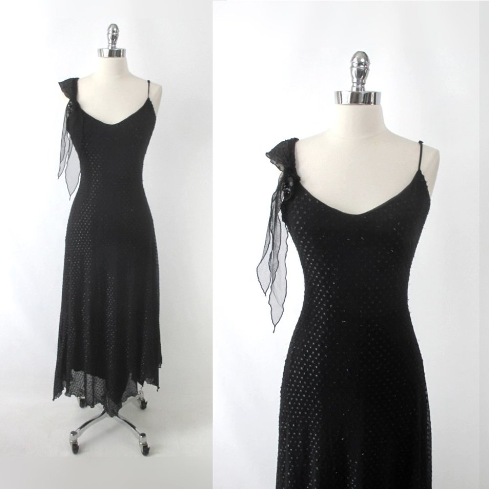 Vintage Betsey Johnson Evening Black Slip Dress